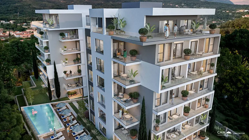 Apartments in Bar mit Pool und atemberaubendem Meerblick