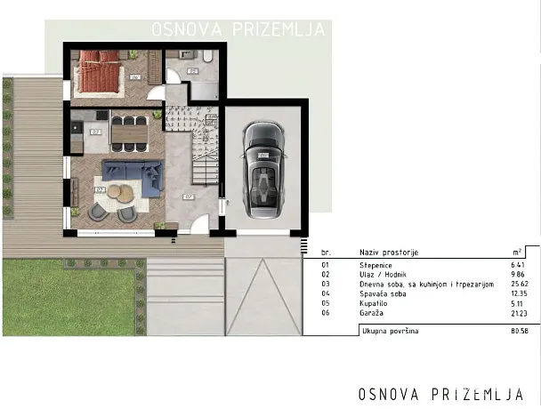 Ein im Bau befindlicher Häuserkomplex mit Swimmingpool und Panoramablick auf das Meer