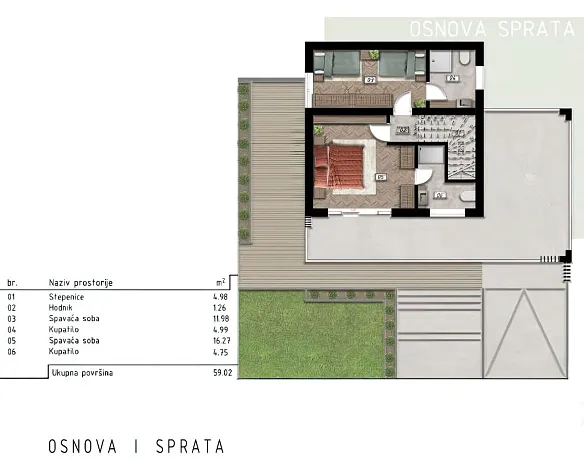Ein im Bau befindlicher Häuserkomplex mit Swimmingpool und Panoramablick auf das Meer