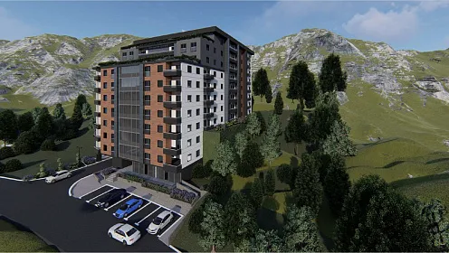 Apartment mit zwei Schlafzimmern in Becici mit Meerblick im Bau