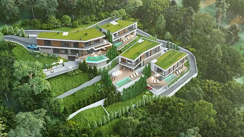 Grundstück 2.228 m² mit Projekt für 5 Luxusvillen und Panoramablick aufs Meer — Kavač