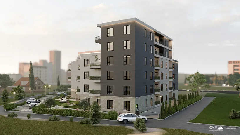 Das neue, moderne Gebäude bietet eine Reihe von Apartments mit einem, zwei oder drei Schlafzimmern