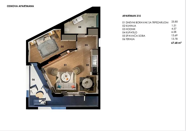 Elegante Wohnung mit 69 m² in Bečići
