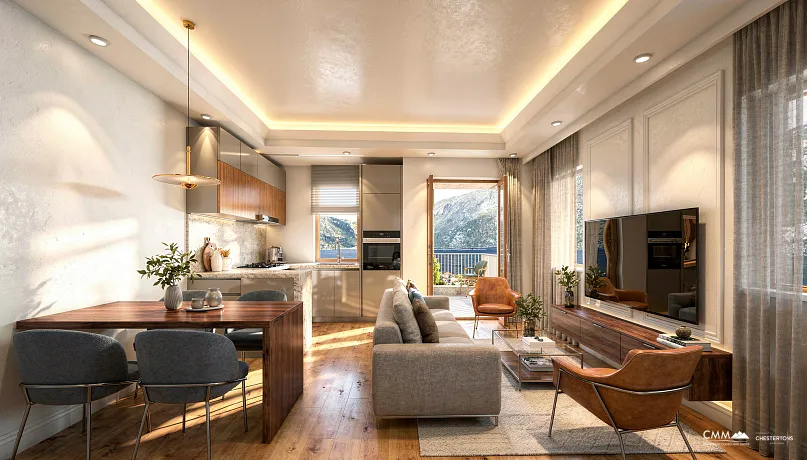 Wohnungen zum Verkauf in Risno in einem neuen Komplex in der Nähe des Meeres