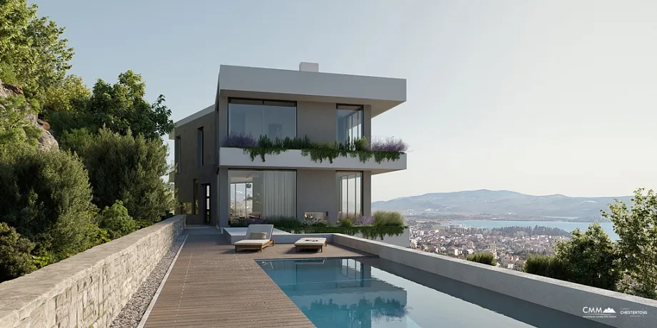 Villa mit einzigartigem Blick auf das Meer und Porto Montenegro