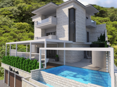 Villa zum Verkauf in Kostanjica mit Panoramablick auf die Bucht