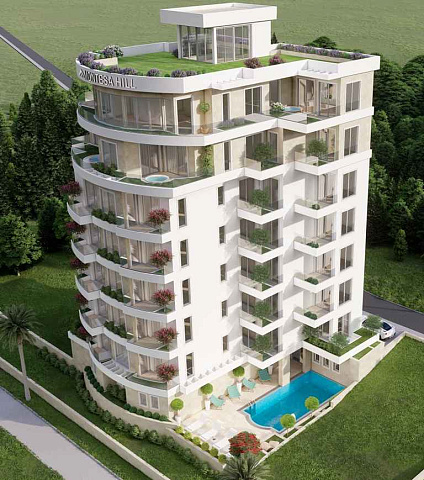 Apartments in neuem Komplex mit Pool und Spa in Becici