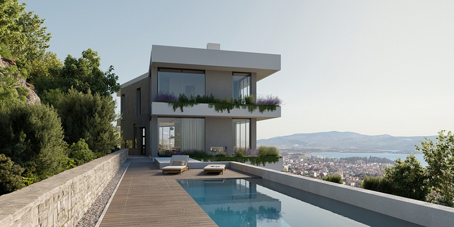 Villa mit einzigartigem Blick auf das Meer und Porto Montenegro