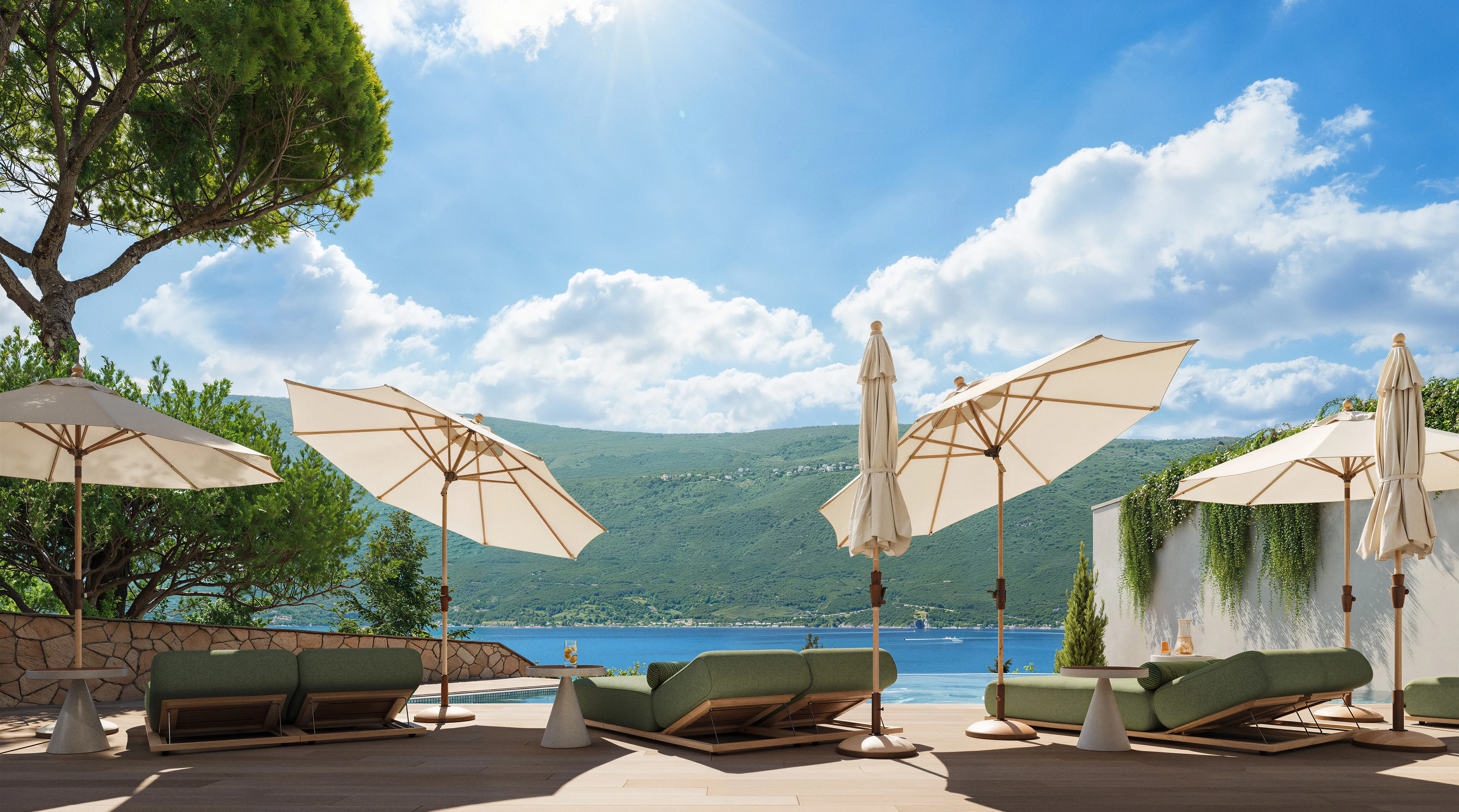 Moderne Wohnanlage in Herceg Novi mit Blick auf die Bucht von Kotor