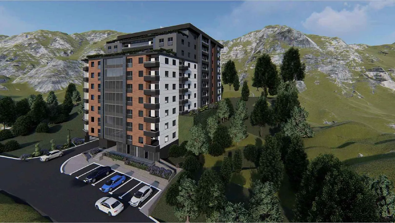 Apartment mit zwei Schlafzimmern in Becici mit Meerblick im Bau