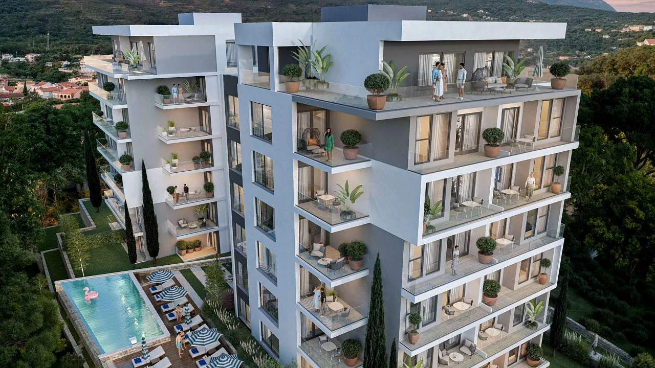 Apartments in Bar mit Pool und atemberaubendem Meerblick