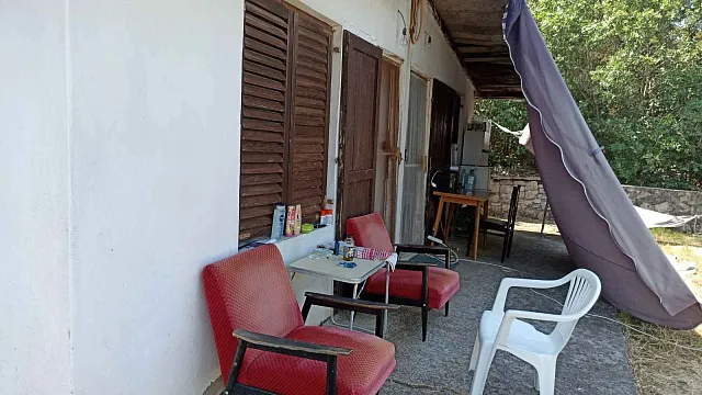Einstöckiges Haus, umgeben von Wald
