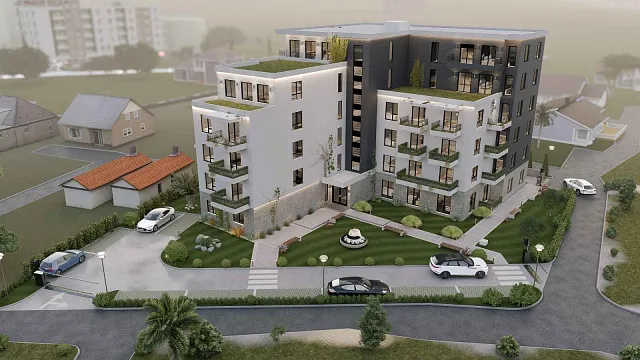 Das neue, moderne Gebäude bietet eine Reihe von Apartments mit einem, zwei oder drei Schlafzimmern