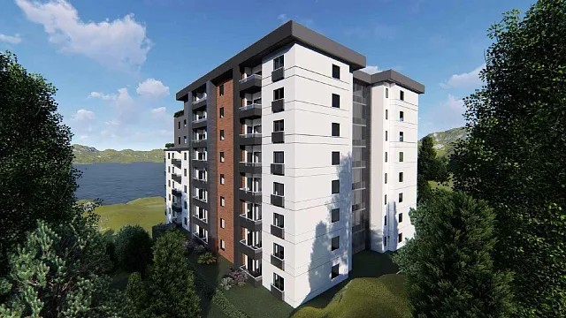 Apartment mit zwei Schlafzimmern in Becici mit Meerblick im Bau