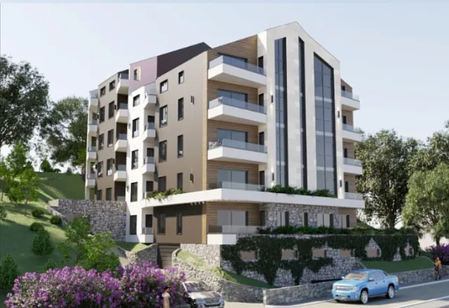 New apartment building in Budva with a swimming pool